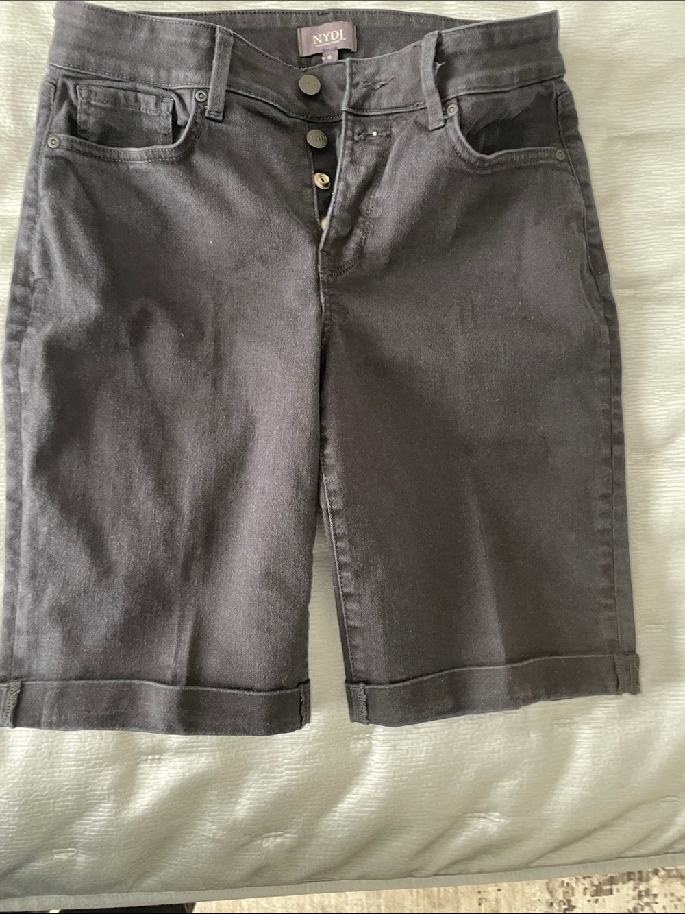 NYDJ Black Cuffed Bermuda Shorts